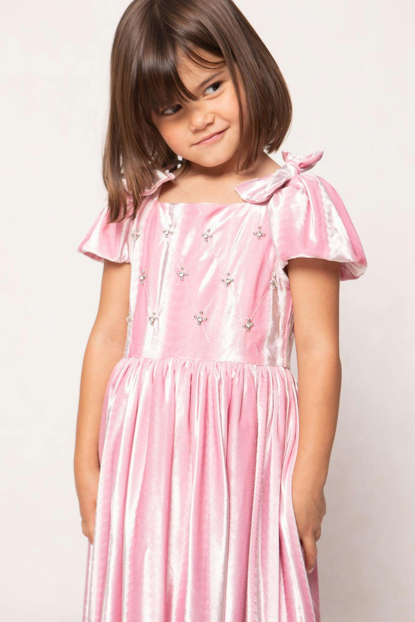 Mini Tiara Dress in Pink Velvet