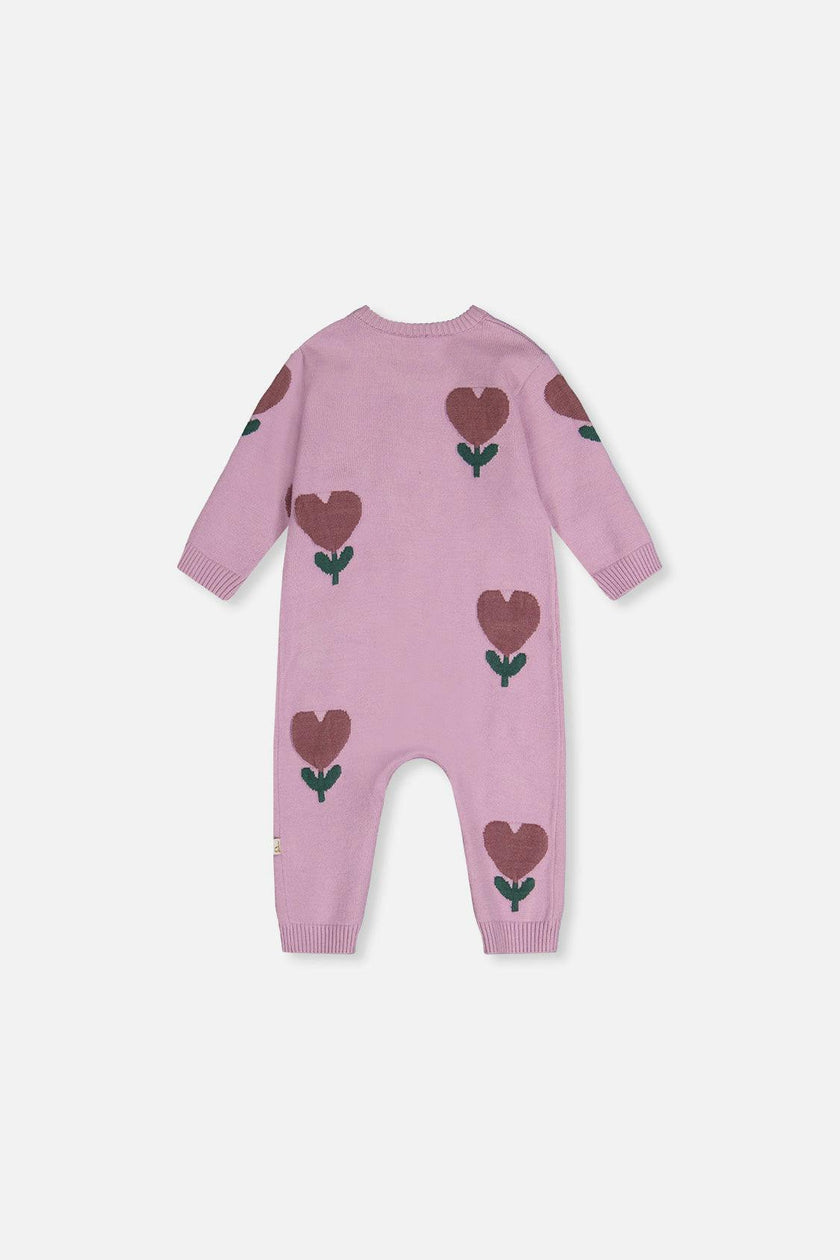 Knitted Intarsia Romper Lilac