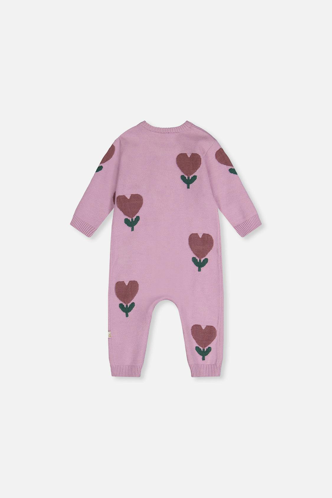 Knitted Intarsia Romper Lilac