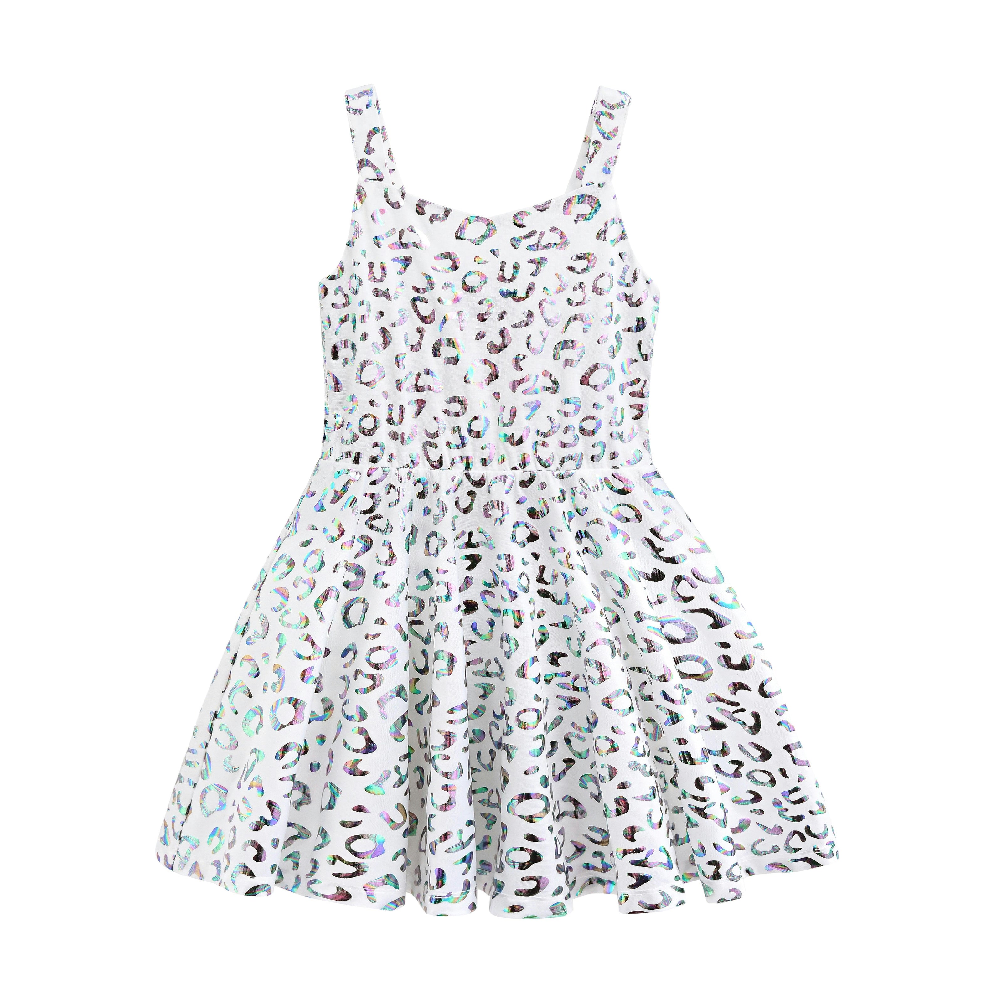 White Arlisse Holographic Leopard Dress
