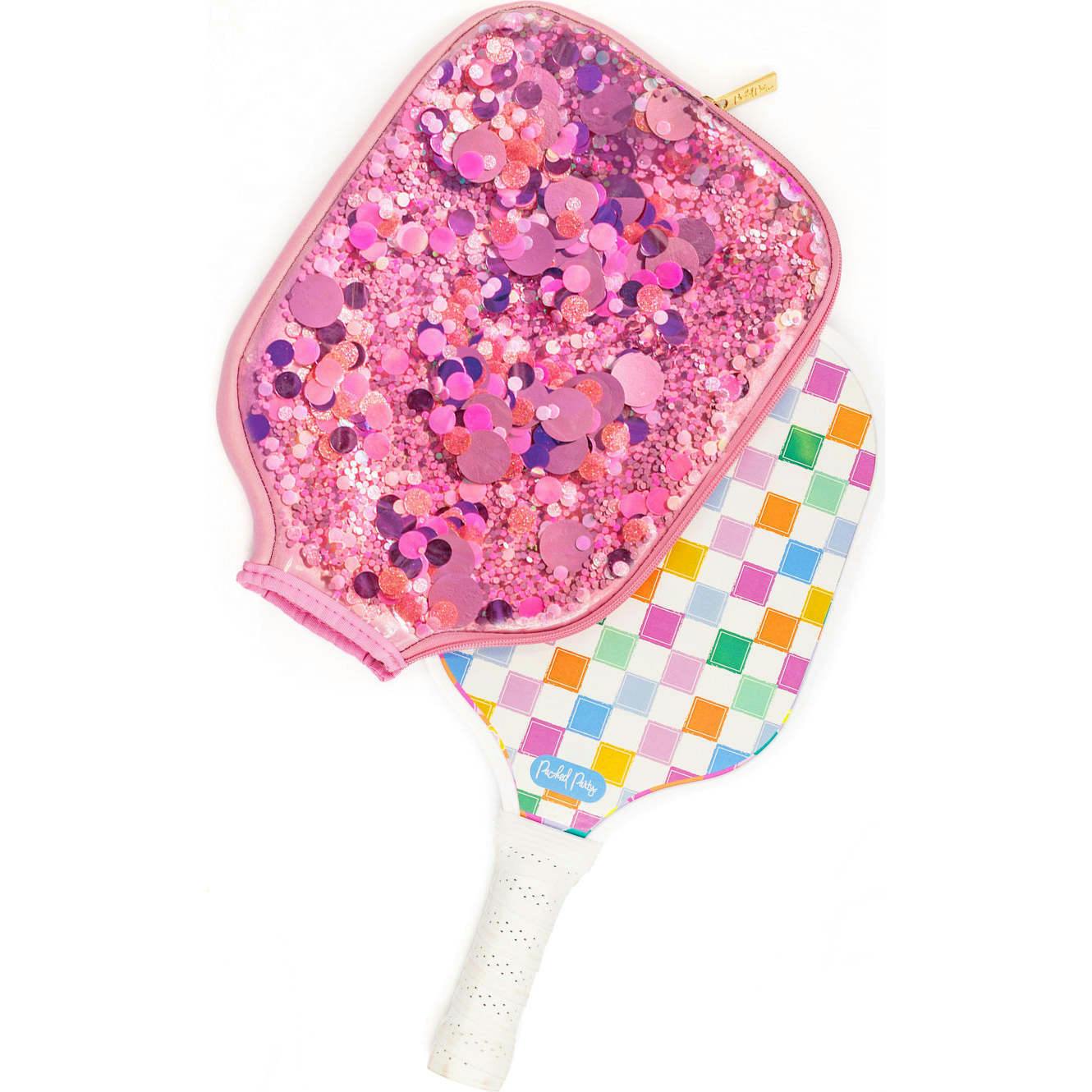 Packed Party Country Club Pickleball Paddle with Confetti-Filled Cover - Standard-Size Paddle with Protective Confetti Case, 7.8x15.75 Inch Paddle