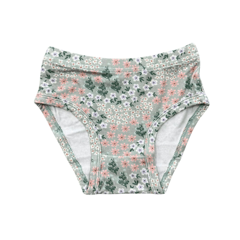 Girls Underwear in Aqua Grey Floral