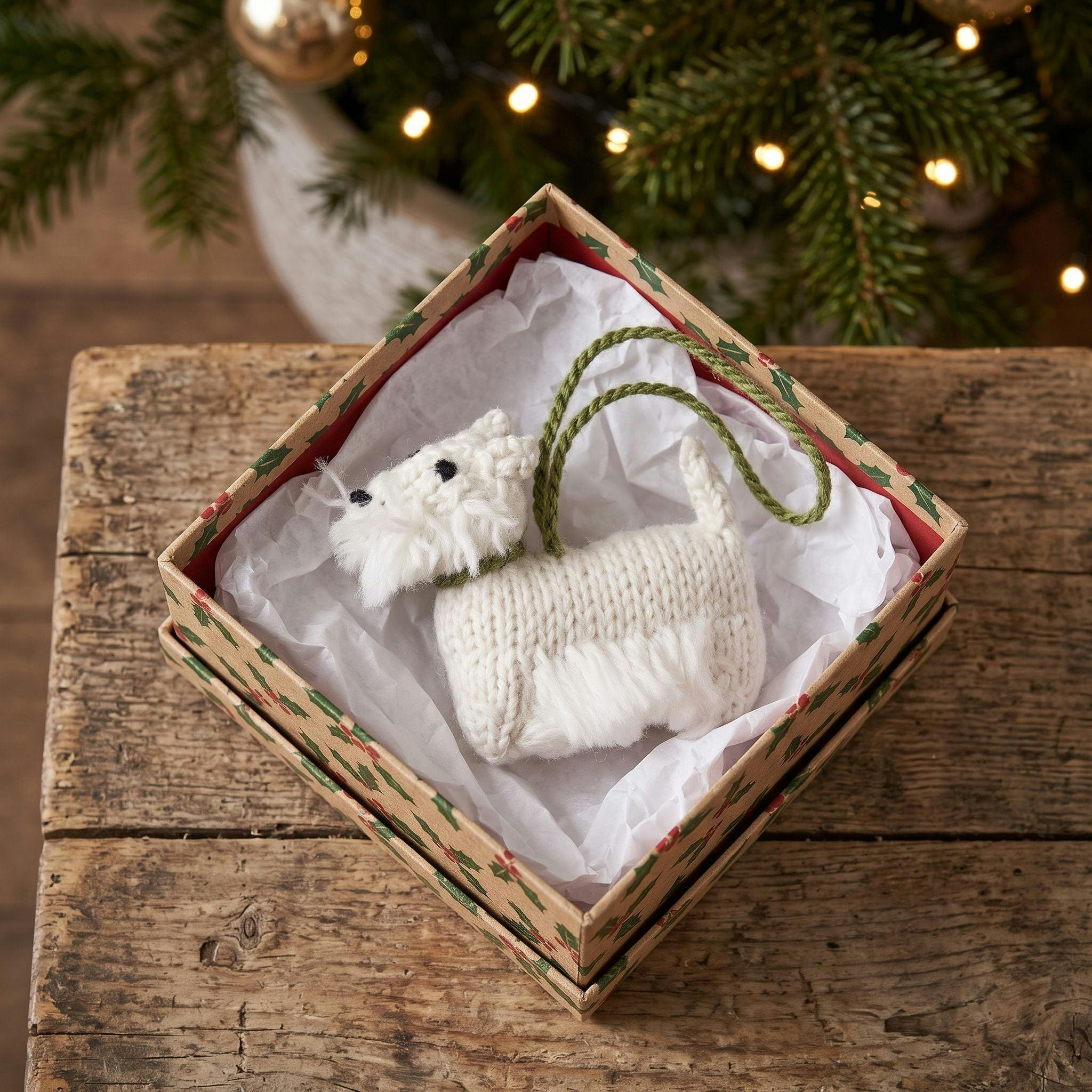 West Highland Terrier (Westie) Dog Hand Knit Christmas Ornament