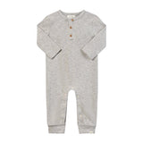 MASON Heathered Beige Ribbed Henley Romper