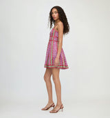 The Margot Mini Dress - Sunset Etched Floral Stripe
