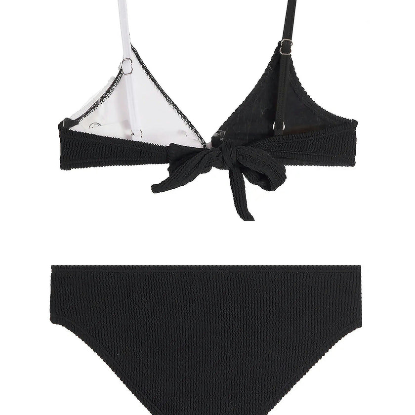 Fleur Crinkle Bikini Swimsuit - Black and White