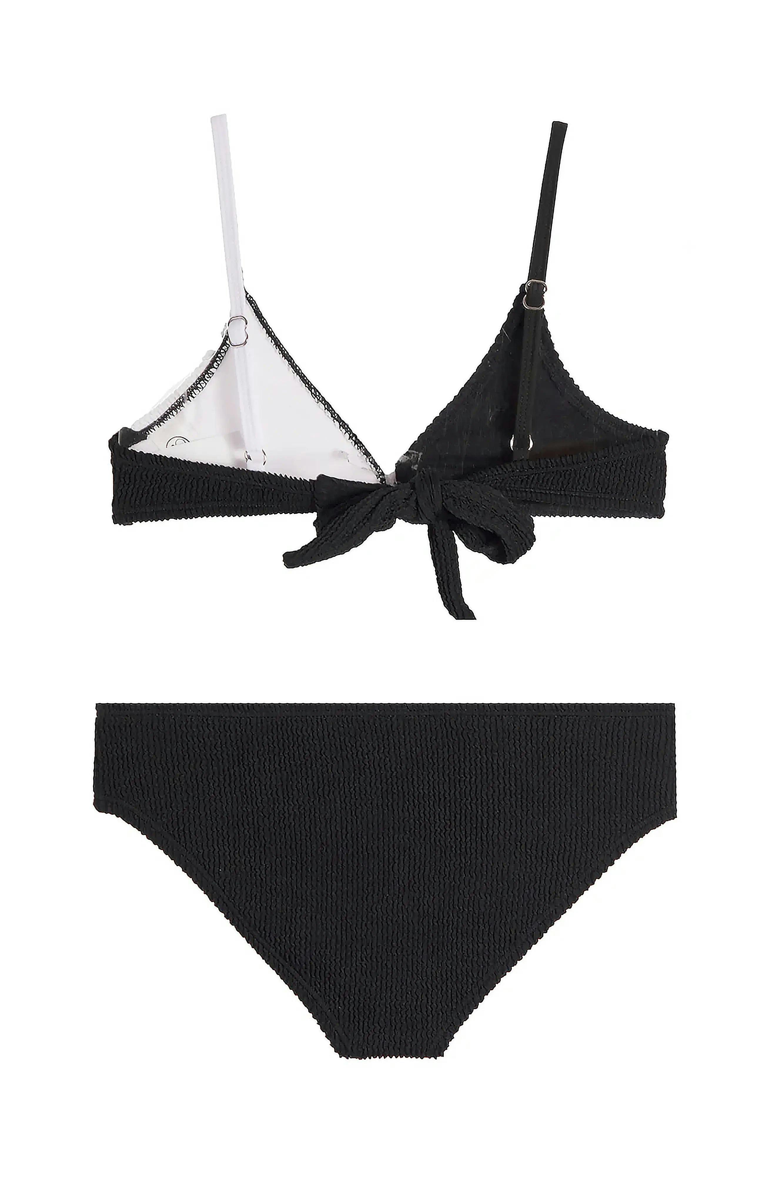 Fleur Crinkle Bikini Swimsuit - Black and White