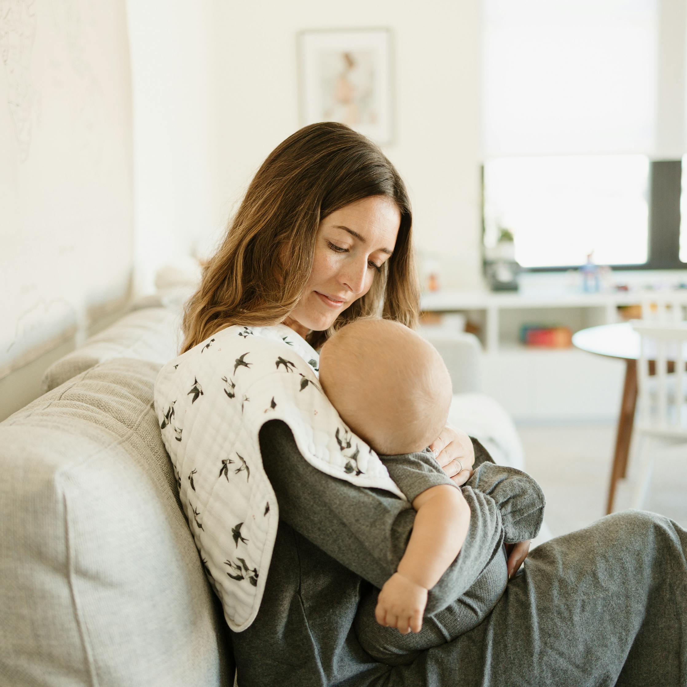 Organic Cotton Muslin Burp Cloth 2 Pack - Swallows + Wheat