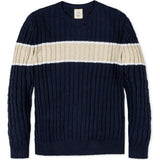 Organic Crew Neck Cable Sweater, Blue
