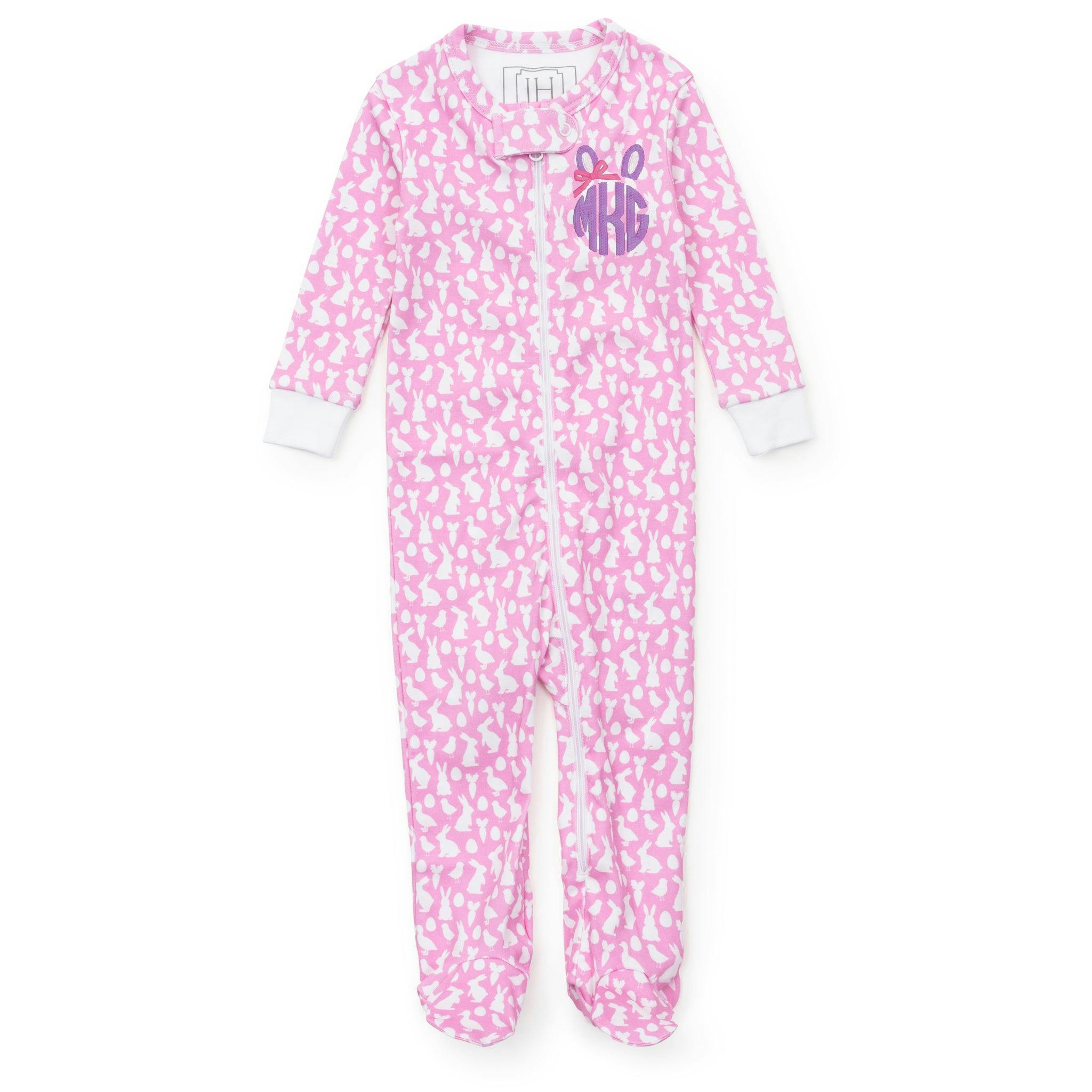 Parker Girls' Zipper Pajama - Easter Time Pink
