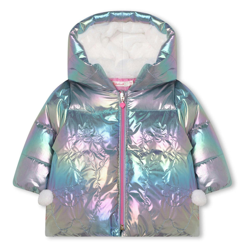 Multicolor Reflective Hooded Puffer Jacket