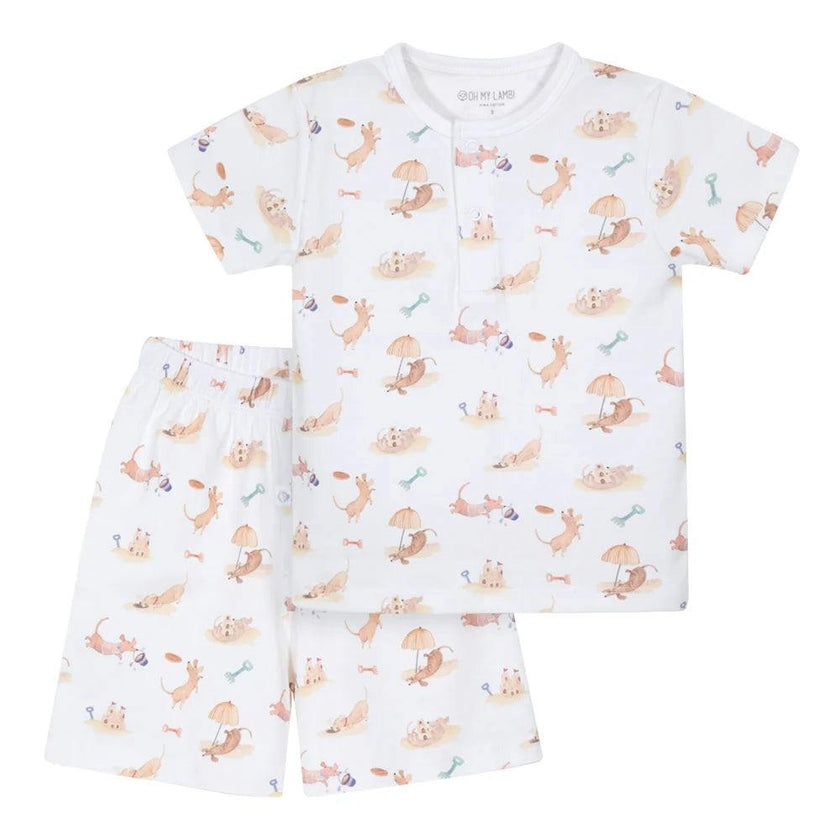 Beach Dogs Unisex Pima Cotton Short Pajama Set