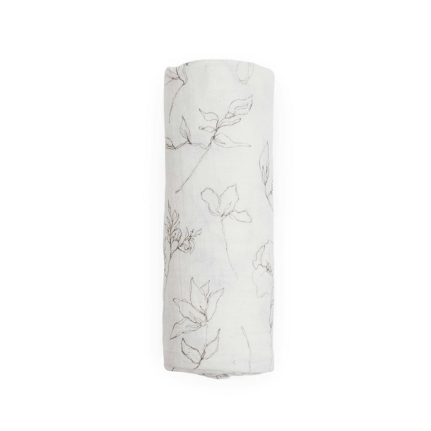 Organic Cotton Muslin Swaddle Blanket - Pencil Floral