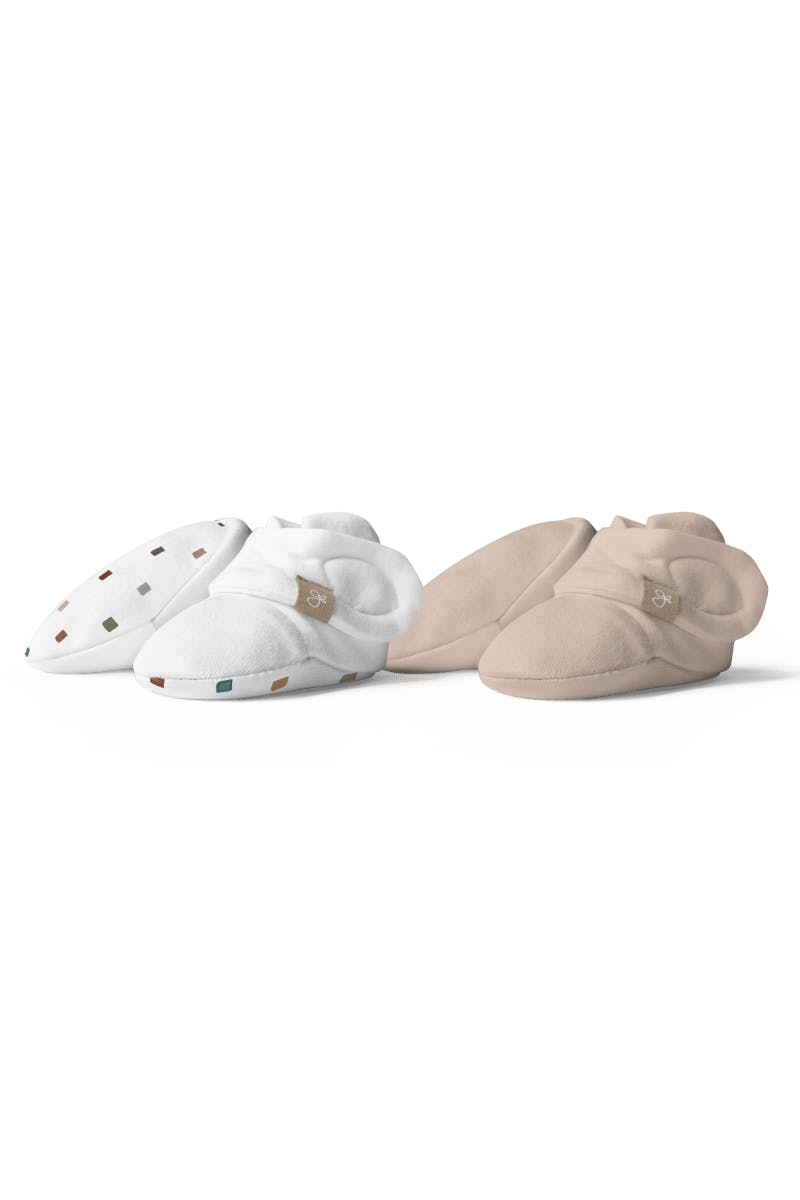 STAY ON 2-PACK BOOTS | CITY BLOCKS + SANDSTONE — Bamboo Organic Cotton Blend, 0–6M