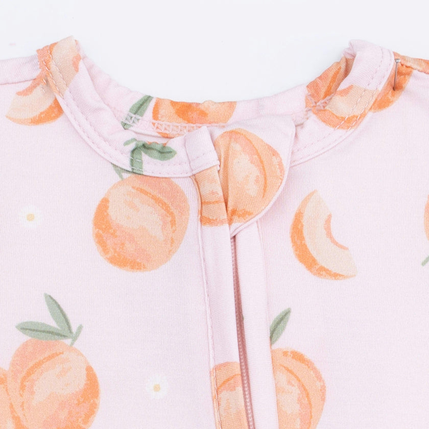 Sweet Peach - 2 Way Ruffle Back Zipper Footie