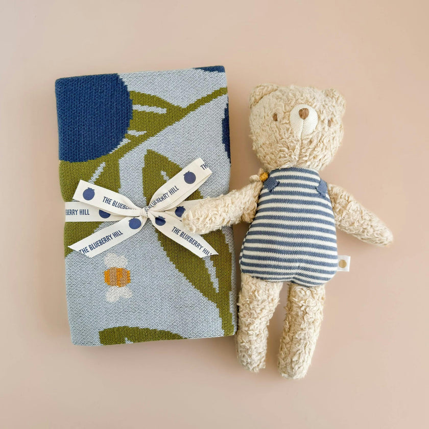 Blueberry Blanket and Henry Bear Plush Toy Set