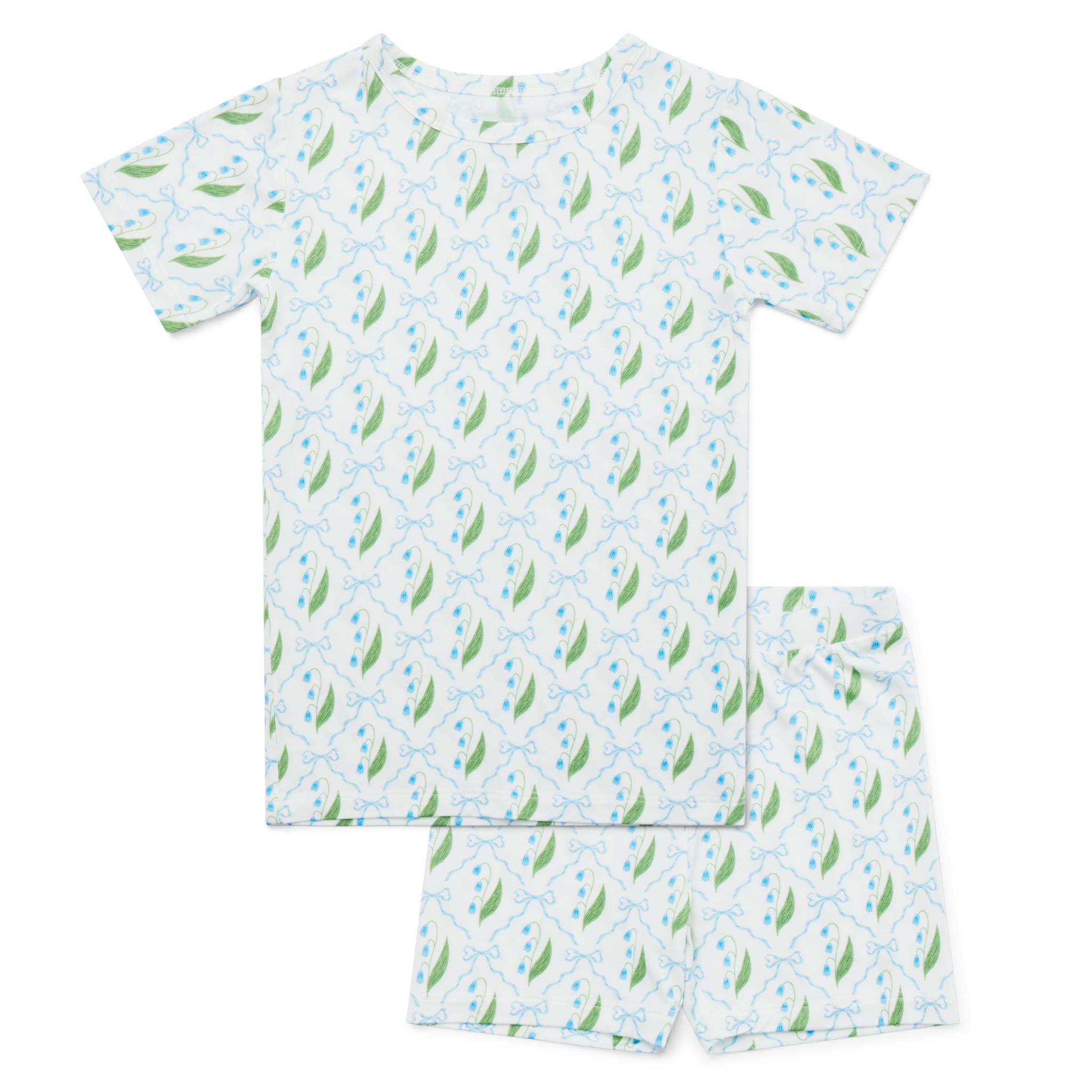 Bluebell Bows Short Sleeve & Shorts Bamboo Toddler Pajama Set