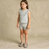 Organic Ruffle Top & Shorts Set - Fog