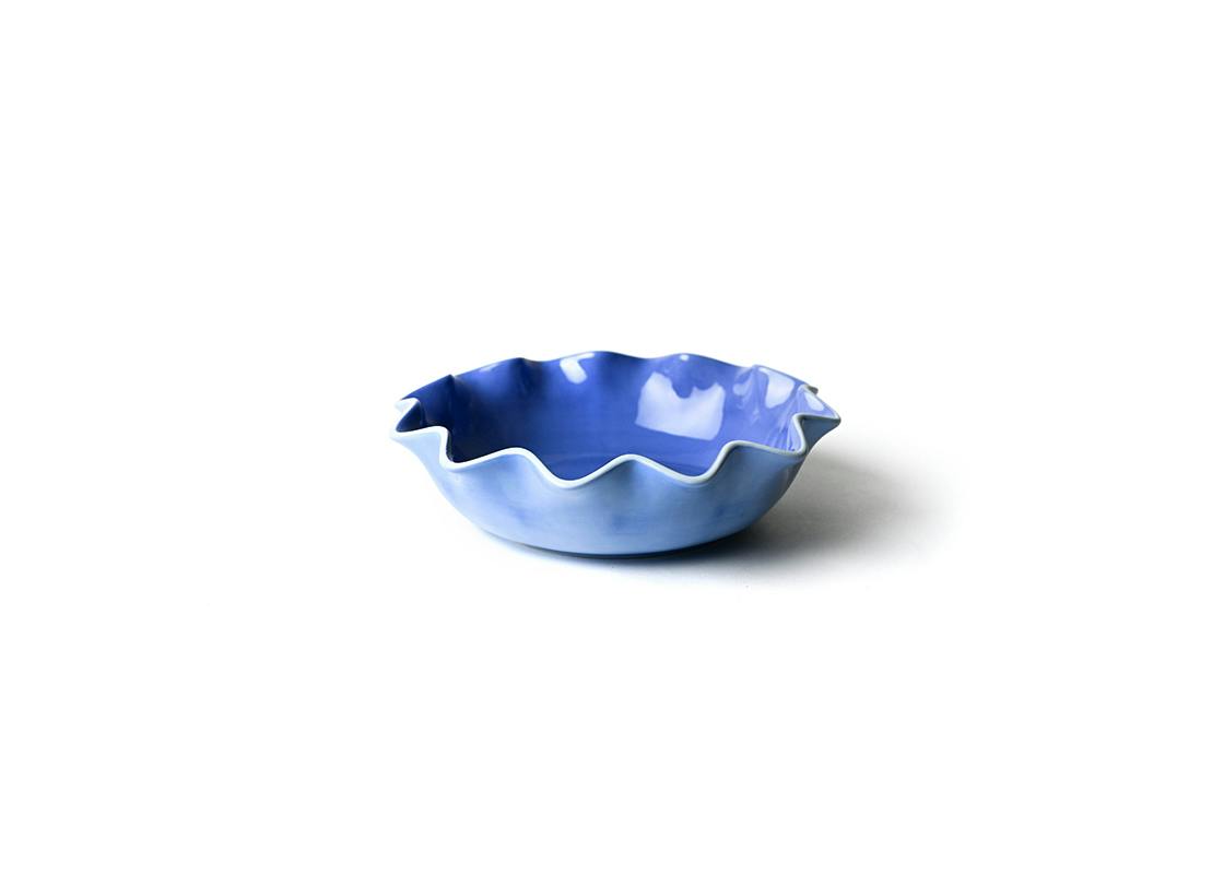 French Blue Color Block Ruffle Entree Bowl