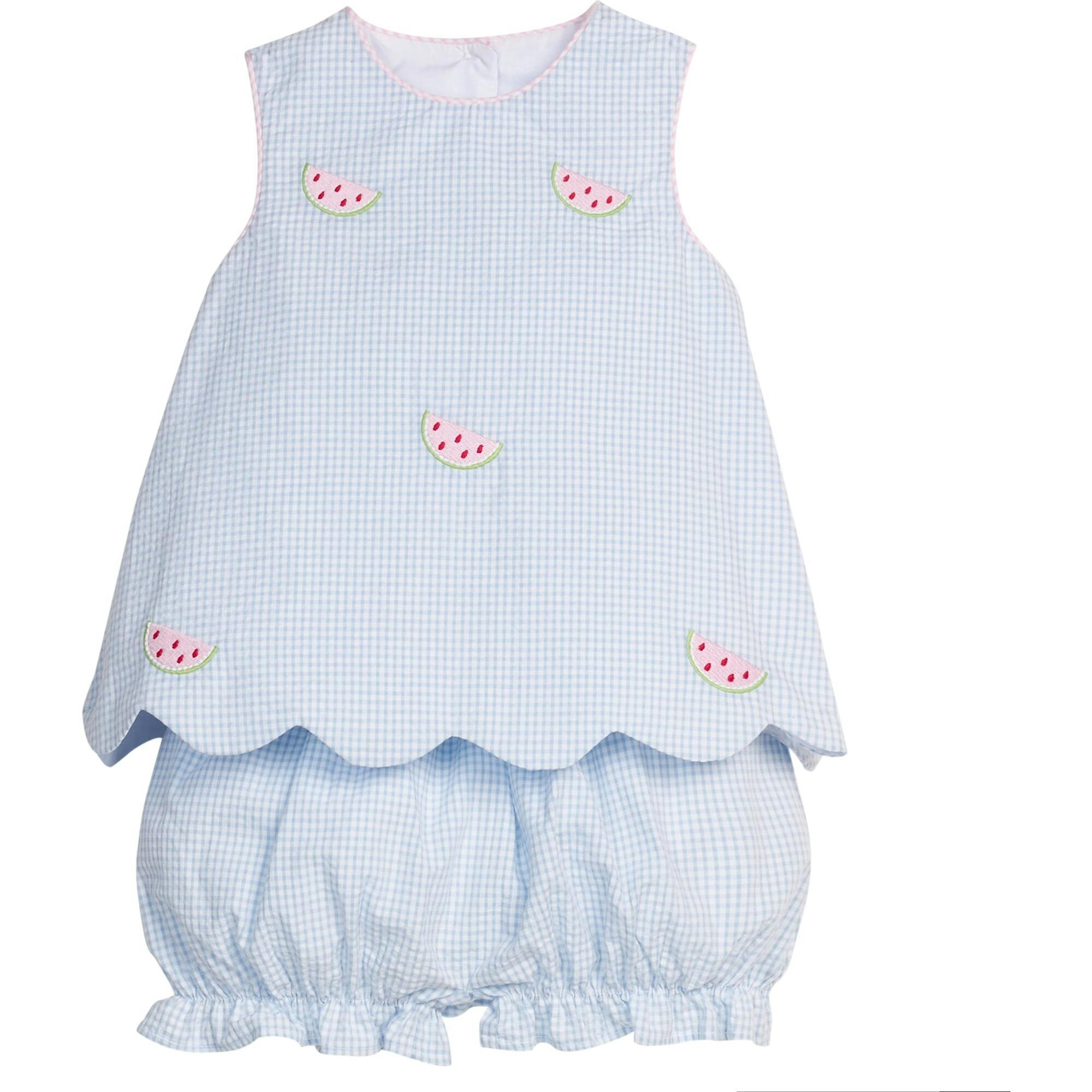Embroidered Bow Back Bloomer Set - Watermelon