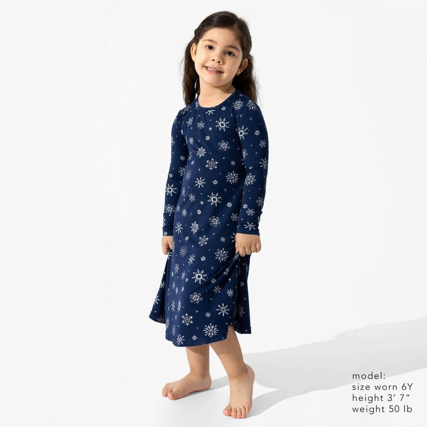 Snowflake Bamboo Girls' Long Sleeve Dress