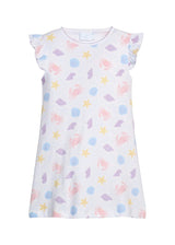 Printed Angel Sleeve Dress - Sea Shells
