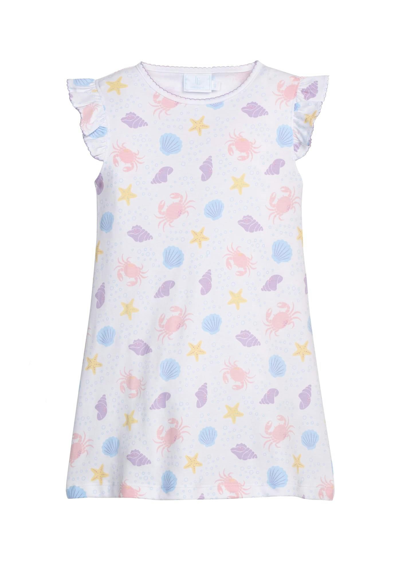 Printed Angel Sleeve Dress - Sea Shells