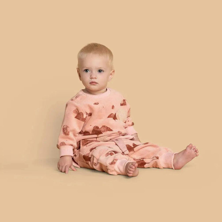 Baby Terry Mountains Print Ribbed Hem Drawstring Joggers