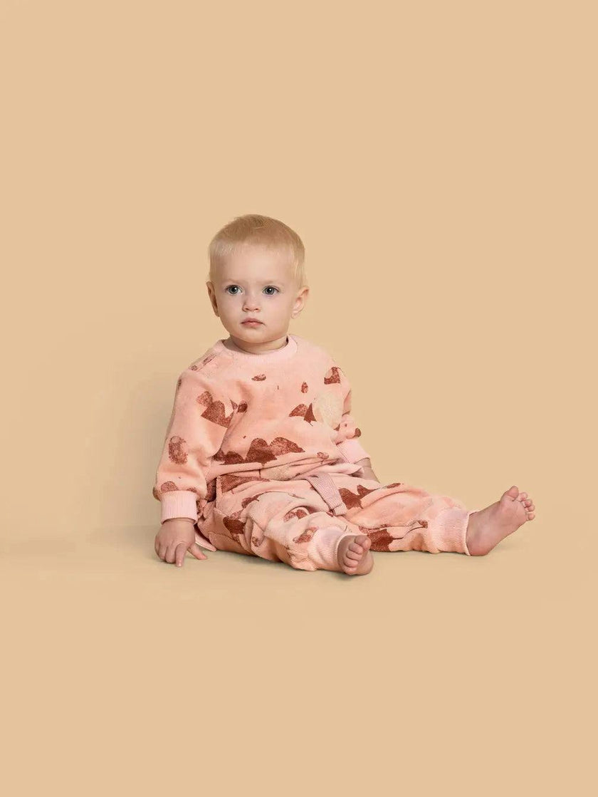 Baby Terry Mountains Print Ribbed Hem Drawstring Joggers