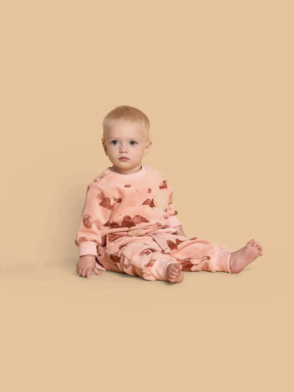 Baby Terry Mountains Print Ribbed Hem Drawstring Joggers