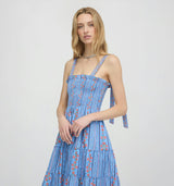 The Ribbon Ellie Nap Dress - Blue Floral Batik Stripe