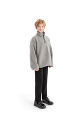 Gray Sherpa Fleece Pullover