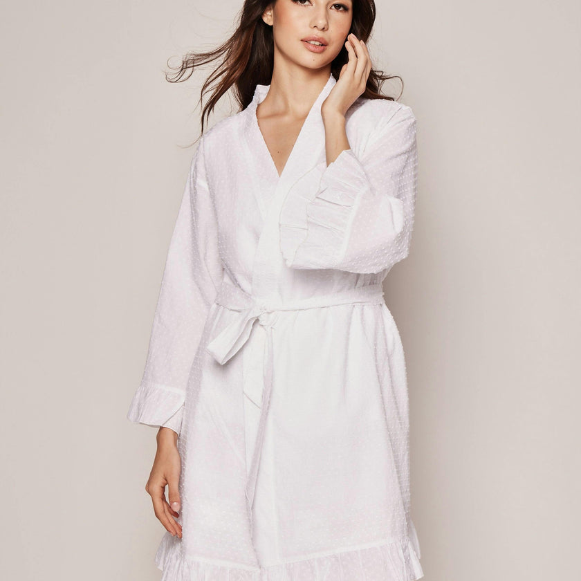 Women's Swiss Dots Robe in White