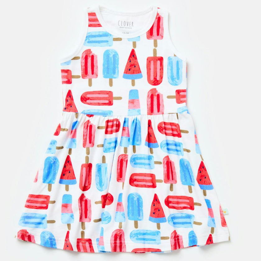 Stretchy Sleeveless Twirl Dress - Popsicles