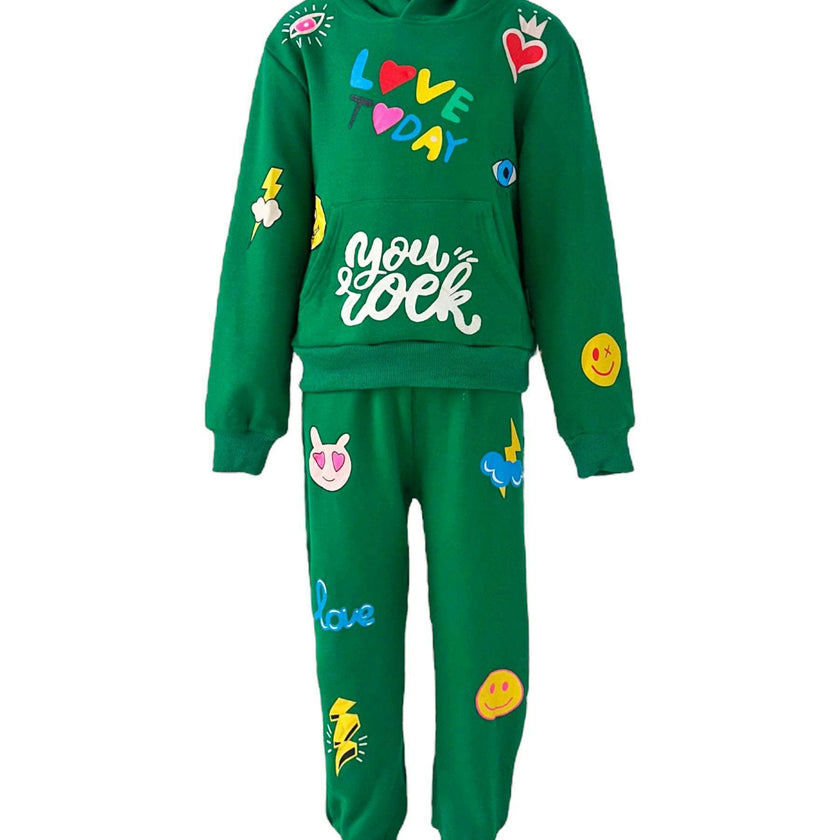 You Rock Doodle Print Hoodie And Pant Set