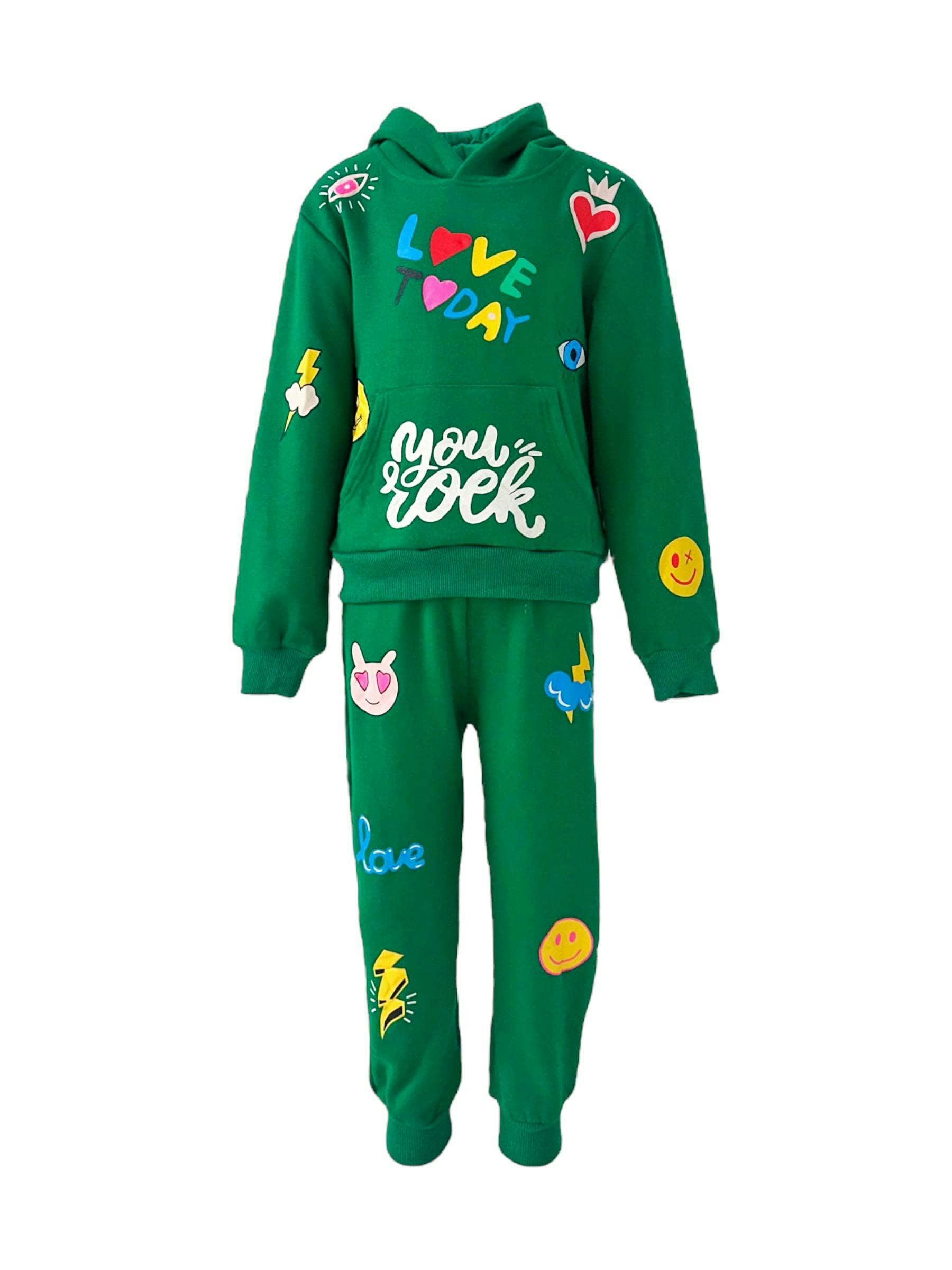 You Rock Doodle Print Hoodie And Pant Set