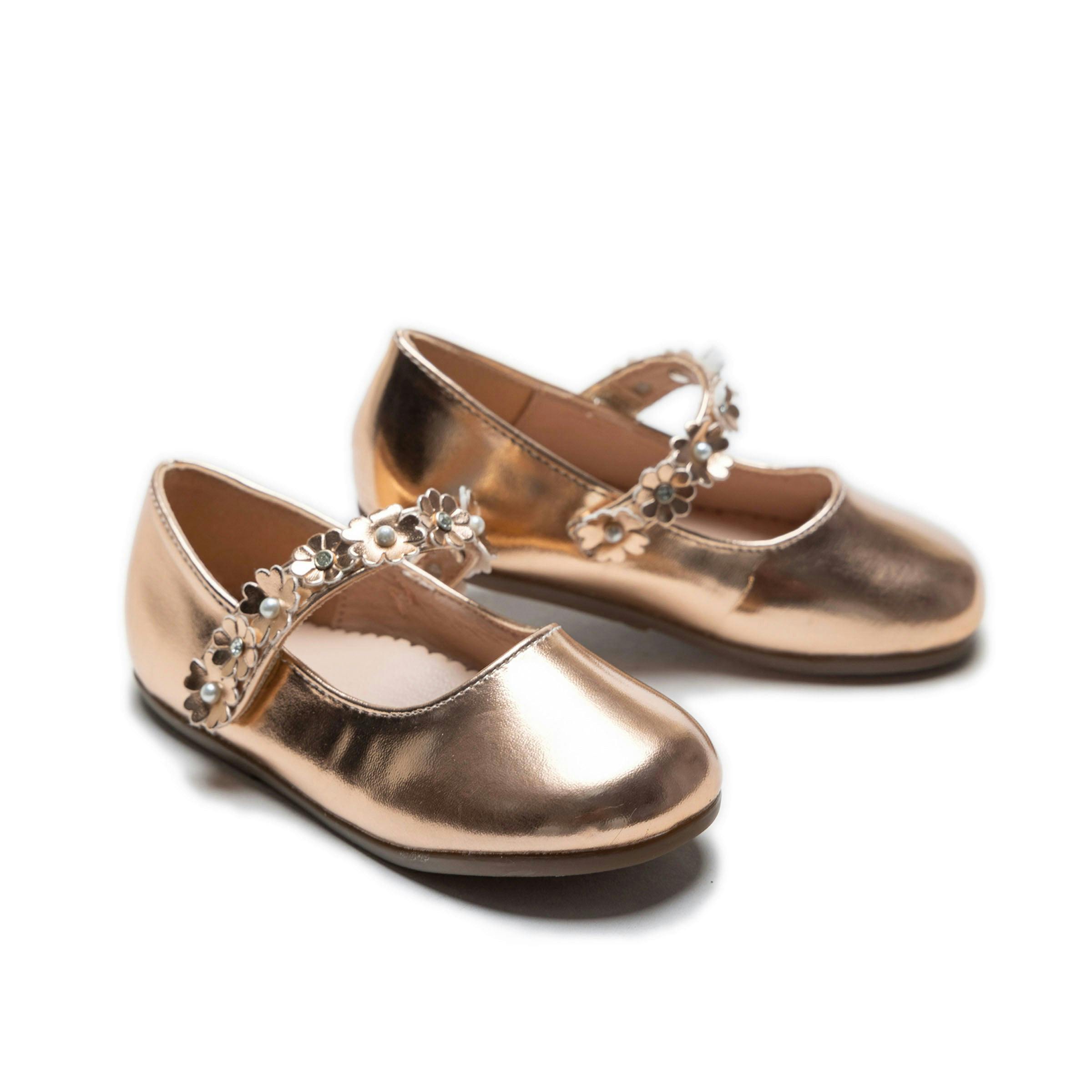 Champagne Amelia Floral Band Flats