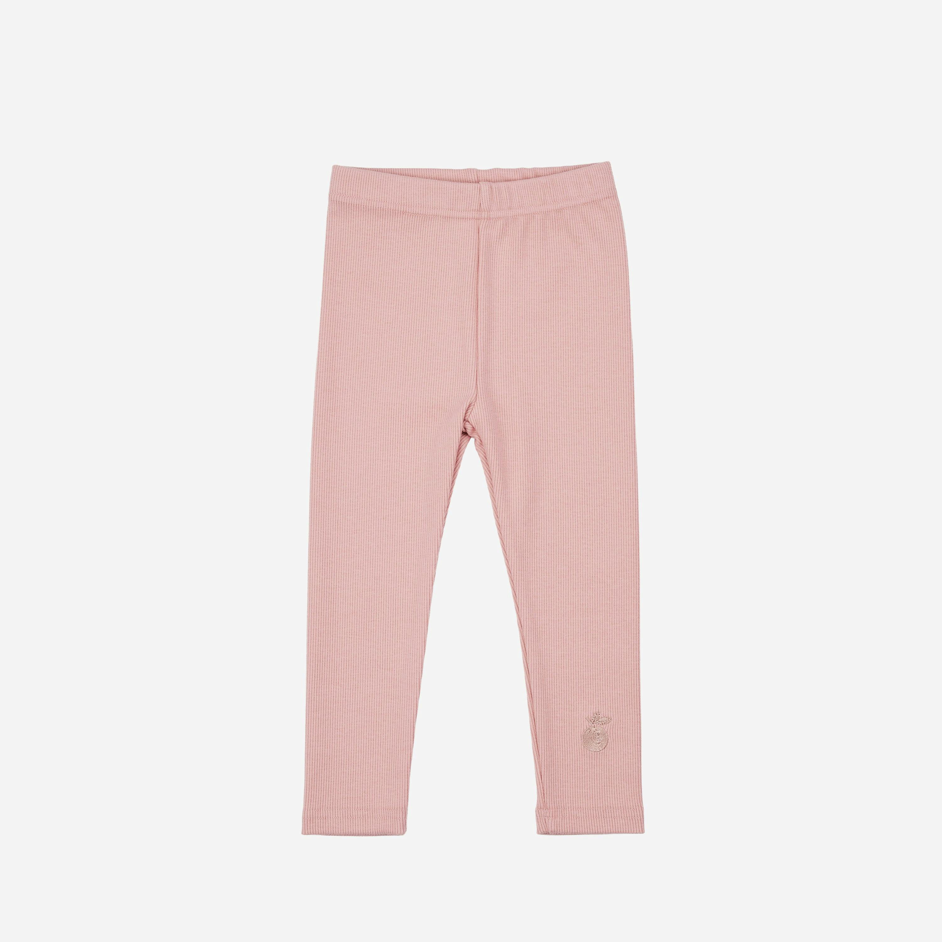 Embroidered Cotton Leggings Pink