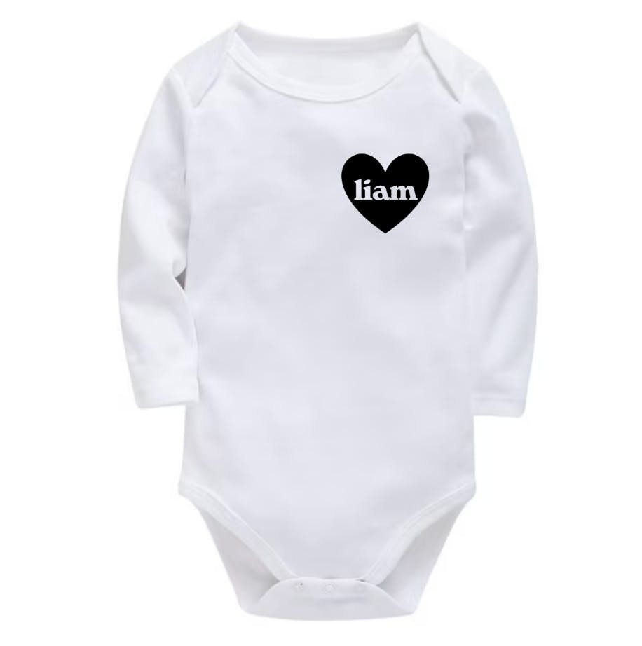 Heart U Most Personalized Baby Bodysuit, White