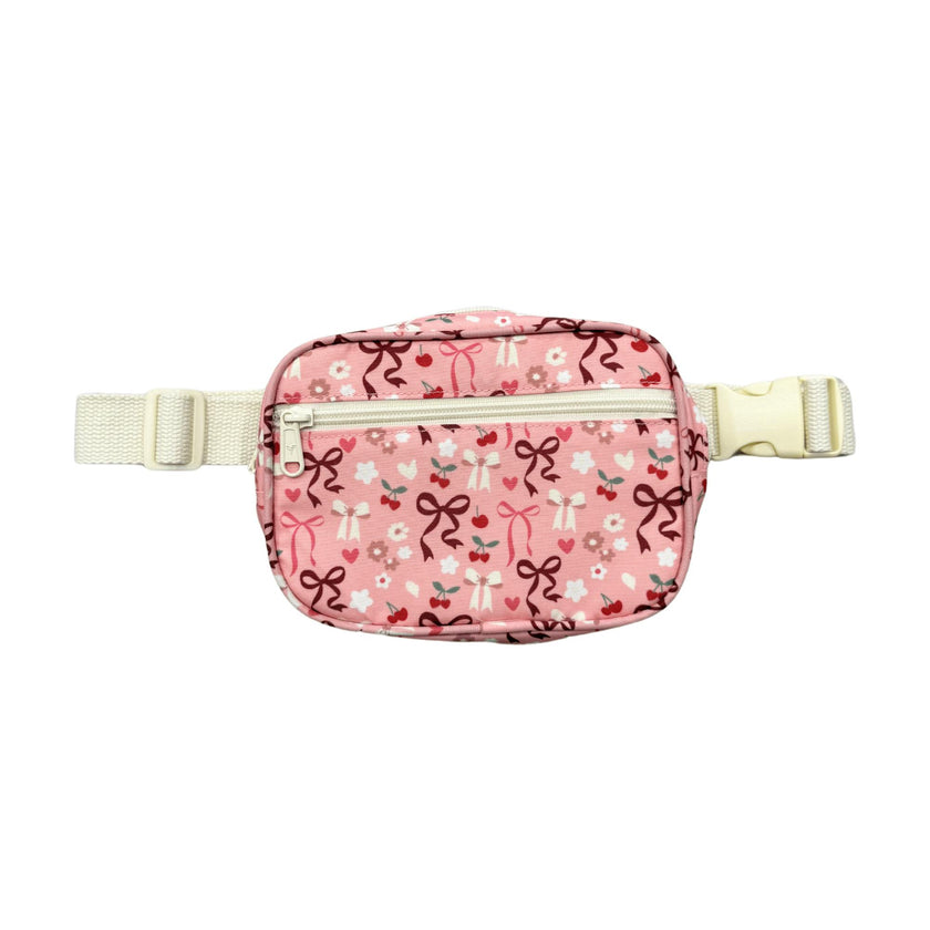 Girls Mini Belt Bag in Cherry Hearts