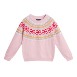Girls Sweater & Flare Legging Set | Bow Fair Isle - Pink