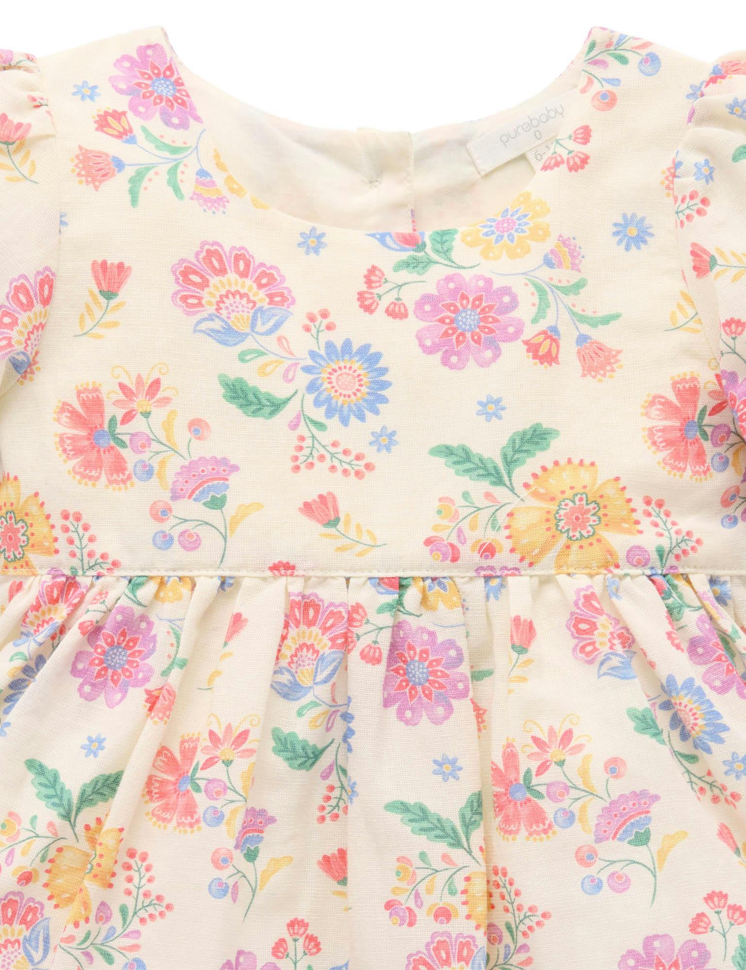 Linen Blend Dress & Headband Mexican Floral