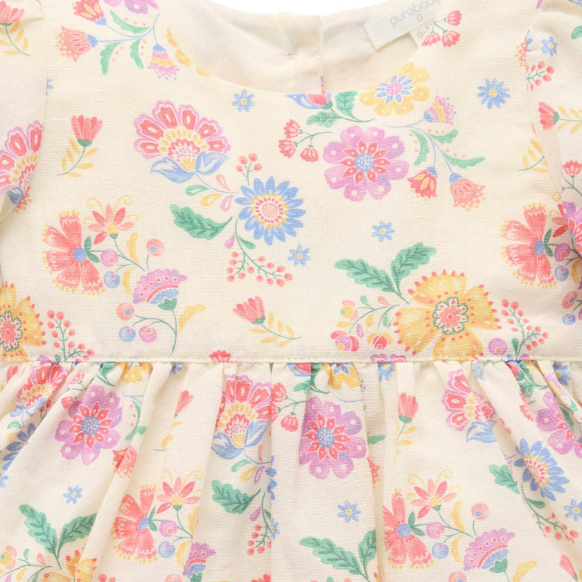 Linen Blend Dress & Headband Mexican Floral