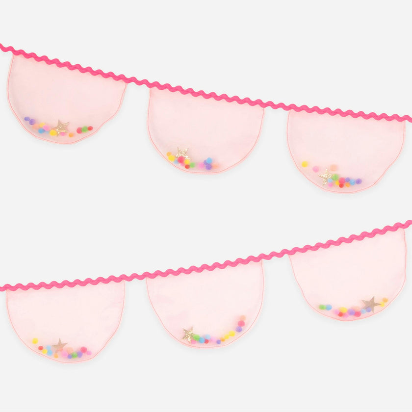 Pink Organza Pompom Garland