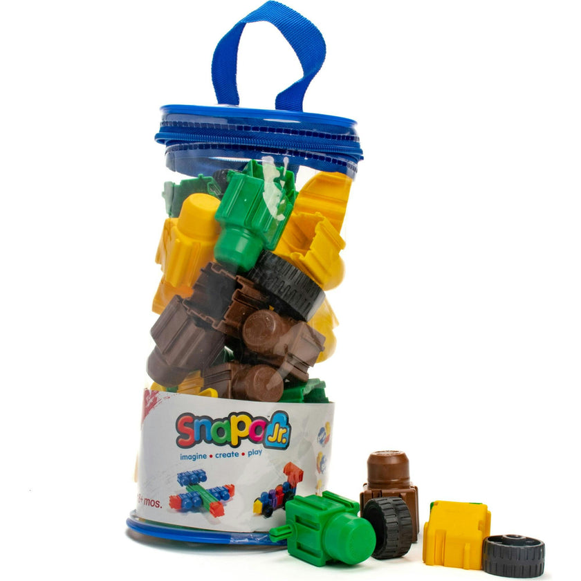 Snapo Jr. Creator Kit - 40 pcs - Green-Yellow-Brown Blocks & Wheels