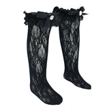 Rhinestone Lace Trim Bow Socks