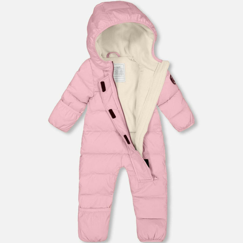 One-Piece Baby Cloud Packable Snowsuit Designed For Car Seat Pink