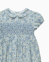 Arabella Floral Smocked Dress in Blue