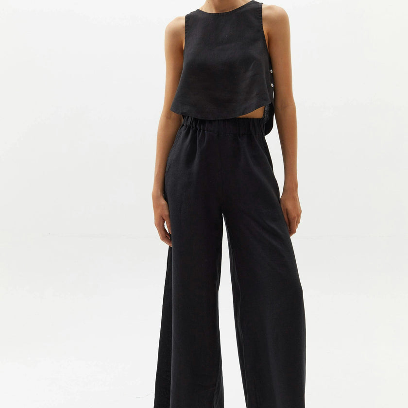 Cape Linen Pants - Black