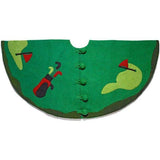 Hand Felted Wool Golf Christmas Tree Skirt Green -60"